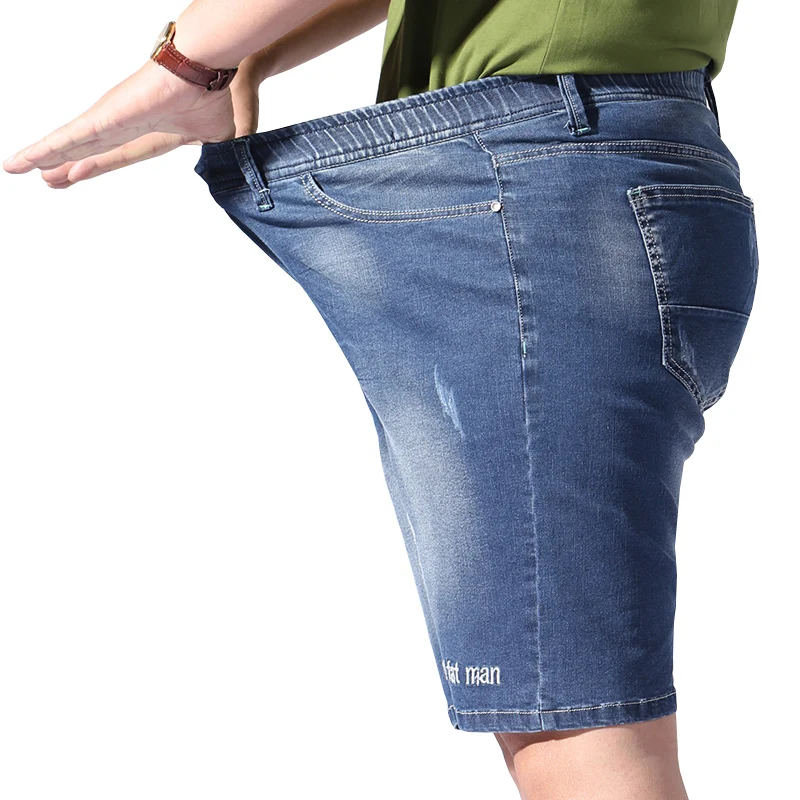 XL-6XL плюс Размеры мужские джинсовые шорты мешковатые для лета стрейч