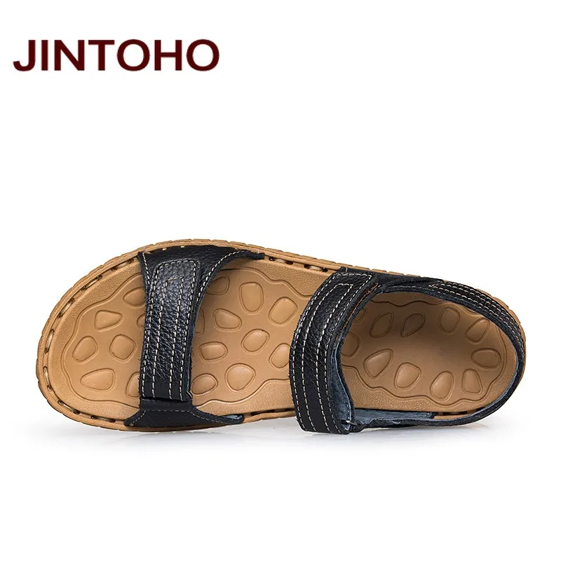 Новинка 2016 Летние кожаные мужские сандалии JINTOHO брендовые высококачественные из