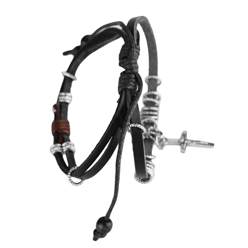 Стильные Многослойные женские и мужские браслеты в стиле панк винтажные ручной