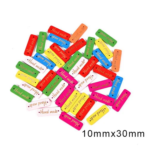 10x30mm Смешанные 50 шт. деревянные кнопки "ручной работы" бирки деревянные Швейные аксессуары для одежды ручной работы Скрапбукинг Ремесло сделай сам - Цвет: 10x30mm