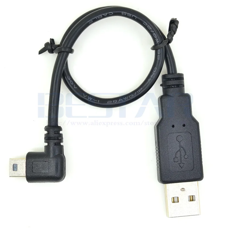 Угловой мини-USB-кабель для передачи данных с левой и правой стороны под углом 90 270