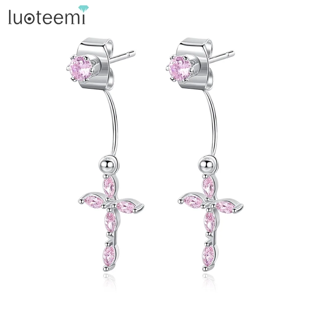 LUOTEEMI новый дизайн серьги капли с крестиком для женщин вечерние Свадебные