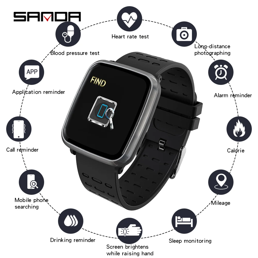 

Фитнес-трекер SANDA с поддержкой Bluetooth, ЭКГ, ФПГ