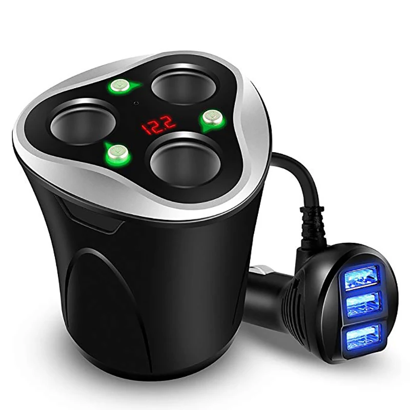 Прикуриватель сплиттер 3 гнезда USB Автомобильное зарядное устройство адаптер Cupped Plug 12 V/24 V 120 W Гнездо крепления с переключателем ВКЛ/ВЫКЛ