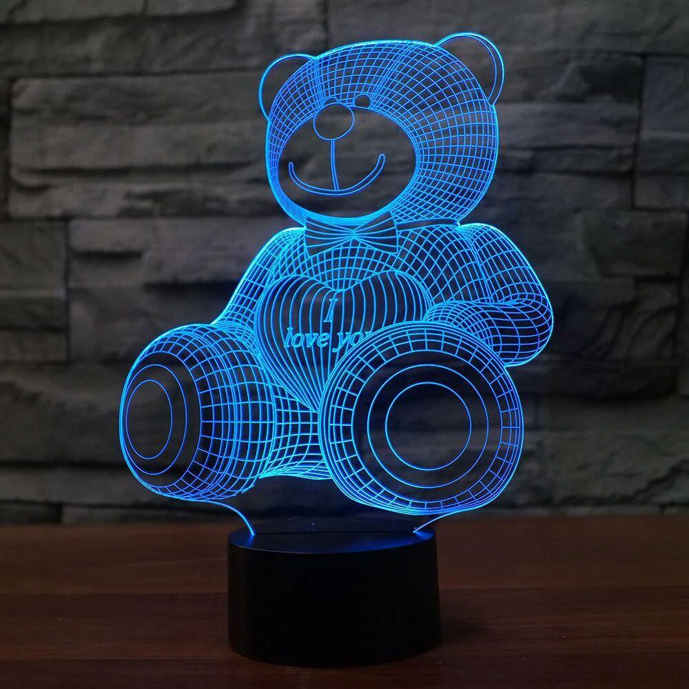 

Настольная светодиодная 3d-лампа в виде симпатичного медведя, 7 цветов