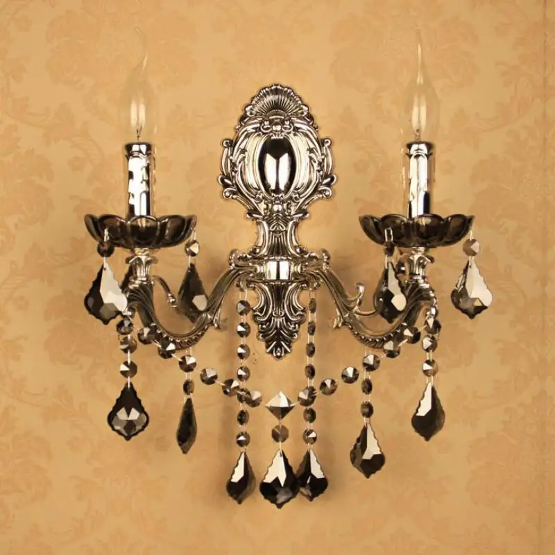 Бар черный серебряный Настенные светильники Винтажный Дым 2 руки настенный