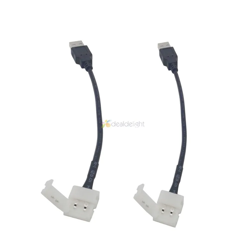 5PCS USB led strip connector with 8mm 10mm 2pin Clip No Welding led connector 15cm cable to for USB led strip