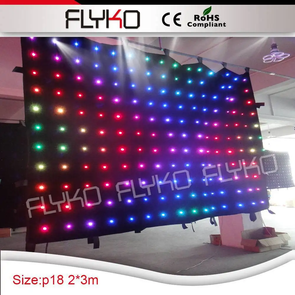 

Free shipping p180mm 2x3M best price popular indoor fireproof cloth led video curtain led stage backdrop