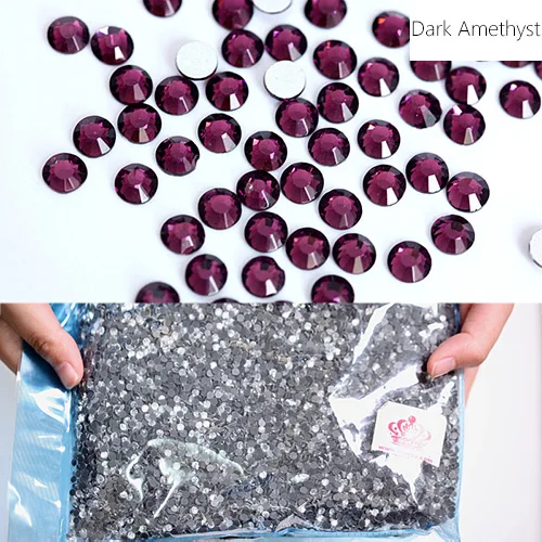 dark-amethyst SS6-SS20 4 Sizes Large Quantity DMC Hot Fix Rhinestones Wholesale Colorful Flatback Round Hotfix Strass for Garments Dress B1124 - Цвет: dark-amethyst