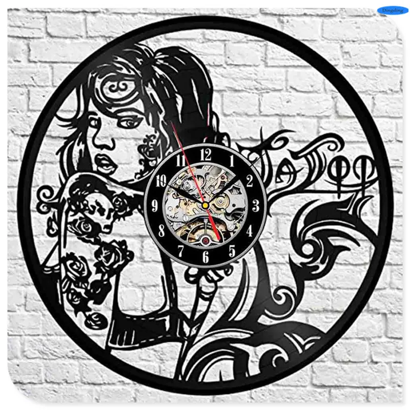 Настенные часы 3D с виниловой пластиной и CD диском для тату салона|3d wall clock|wall clockhome