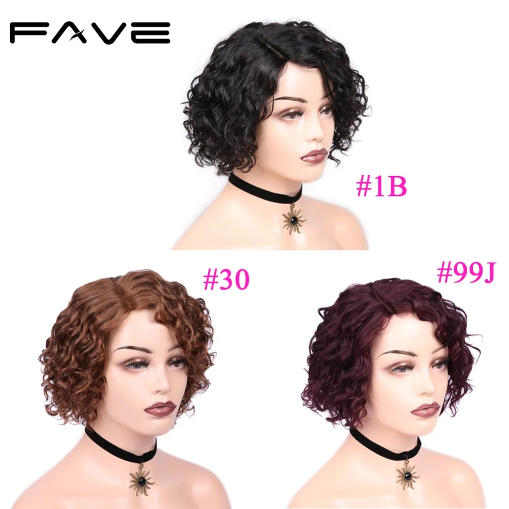 FAVE короткий афро кудрявый парик бразильский Remy Боб кружевные передние человеческие волосы парики 150% плотность боковая часть бесклеевой парик для черных женщин