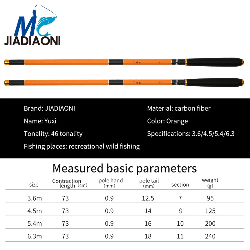 JIADIAONI 46 Tune 73 см углеродное волокно сверхжесткий 3 6 м/4 5 м/5 4 м/6 м/7 2 м поток Удочка