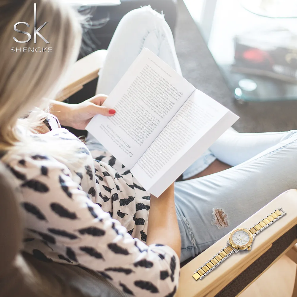 SK новые модные женские часы Стразы Нержавеющая сталь Пряжка безопасности
