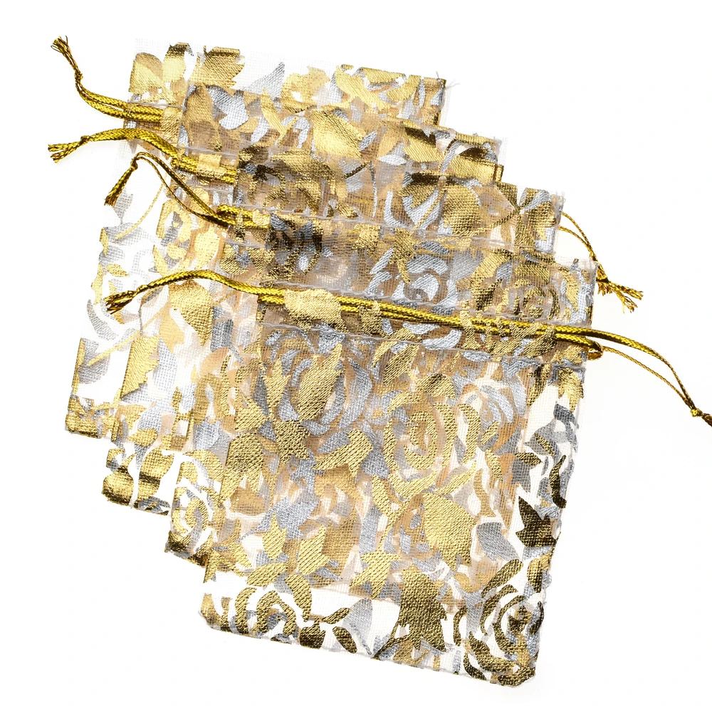 50Pcs/lot High Quality Exquisite Rose Flower Organza Bags Nice Jewelry Packaging Wedding Christmas Gift Pouches Bag | Украшения и