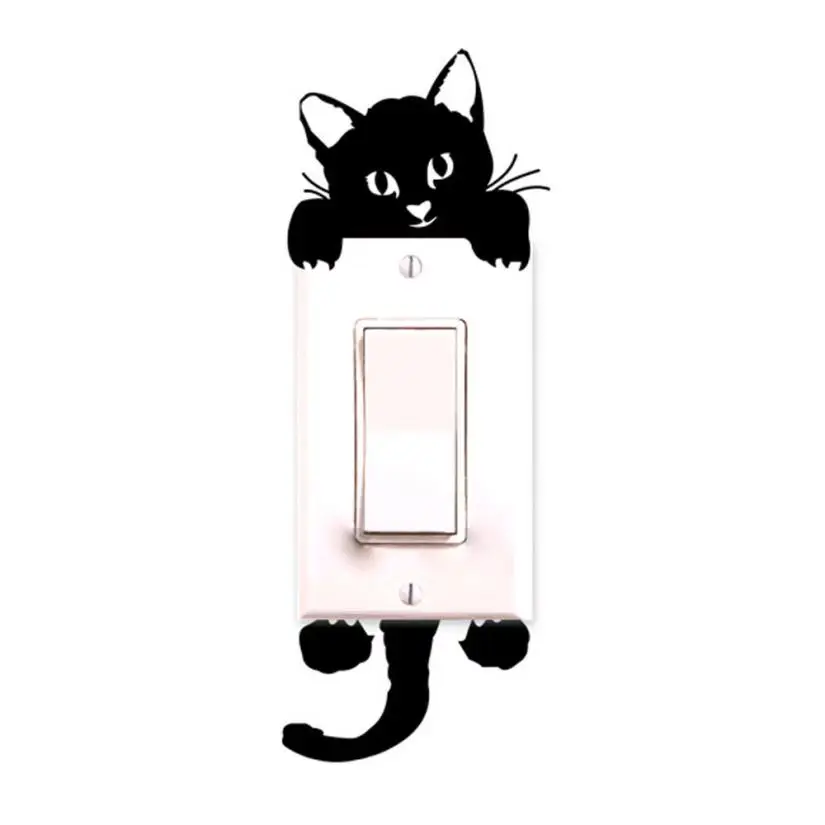 Новые наклейки на стену с котом мультяшный ленивый кот переключатель света