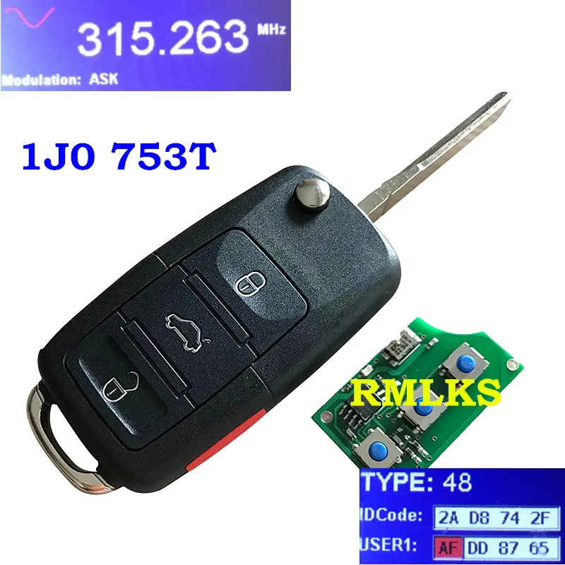 Лидер продаж ASK HL01J0959753AM 753DC 315 МГц ID48 4B откидная оболочка ключа дистанционного