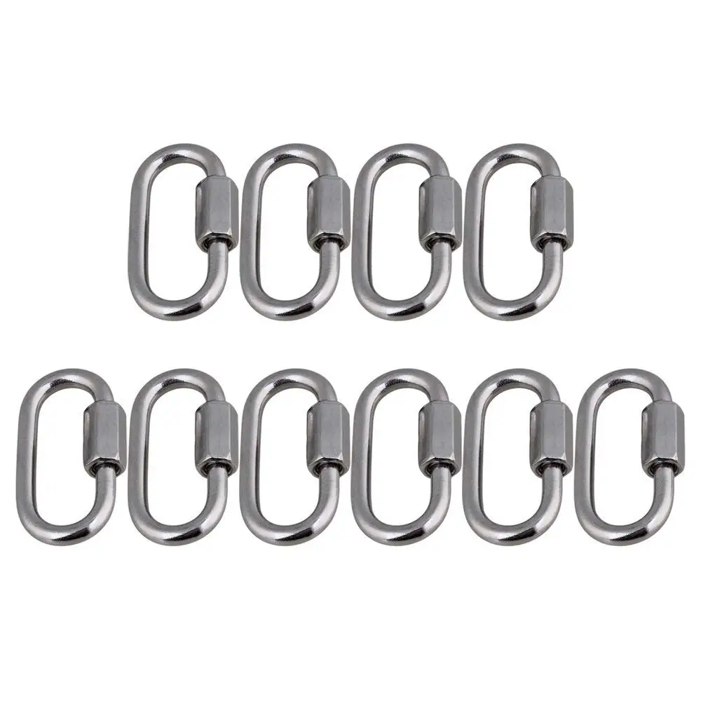

10 шт Многофункциональный 304 нержавеющая сталь M4 карабин быстрый Овальный закручивающийся Соединительный замок кольцевой крюк