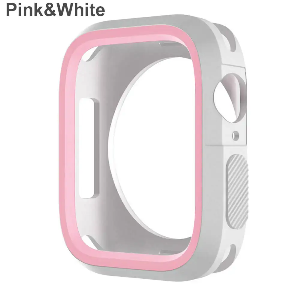 Модный Двухцветный силиконовый чехол для Apple Watch Series 1/2/3, чехол с рамкой, полная защита 42 мм, 38 мм, для i Watch 4, чехол 4 - Цвет: pink white