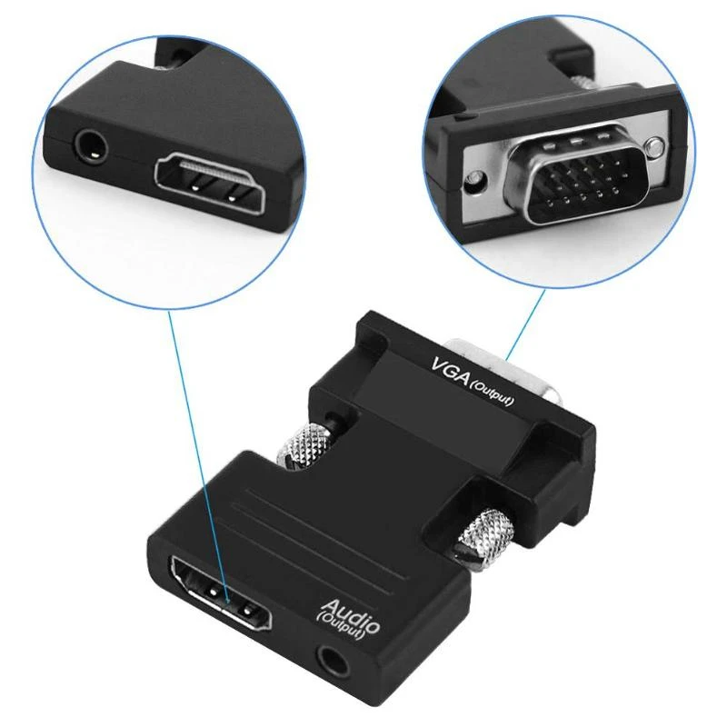 Адаптер конвертер 1080P мама HDMI совместимый к VGA папа с аудиокабелем адаптер кабель