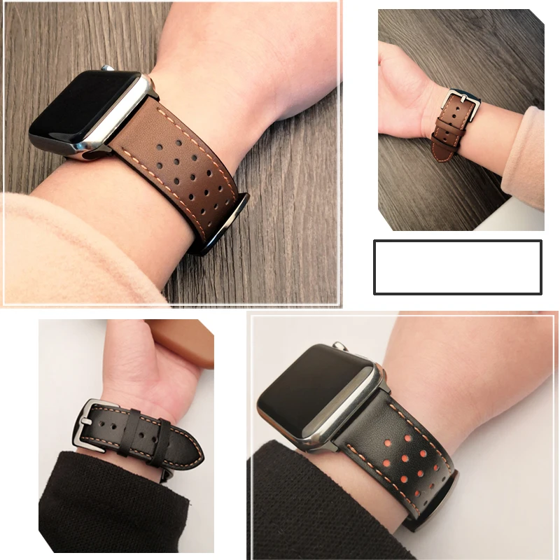 QIALINO роскошный кожаный ремешок для iWatch 1/2 спортивные Нержавеющая сталь Pin с