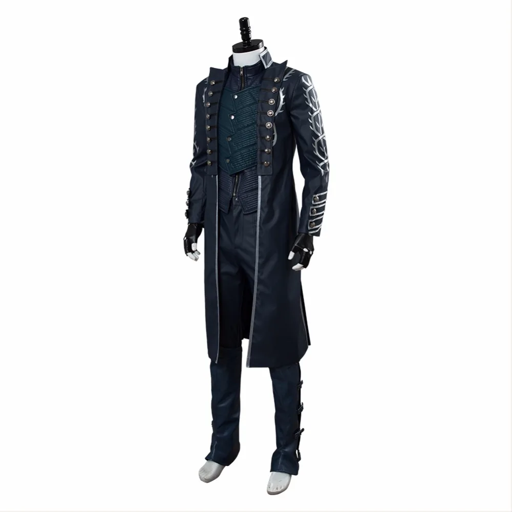 DMC 5 V Vergil косплей костюм в возрасте наряд кожаное пальто полный набор взрослых мужчин Хэллоуин карнавальные костюмы индивидуальный заказ