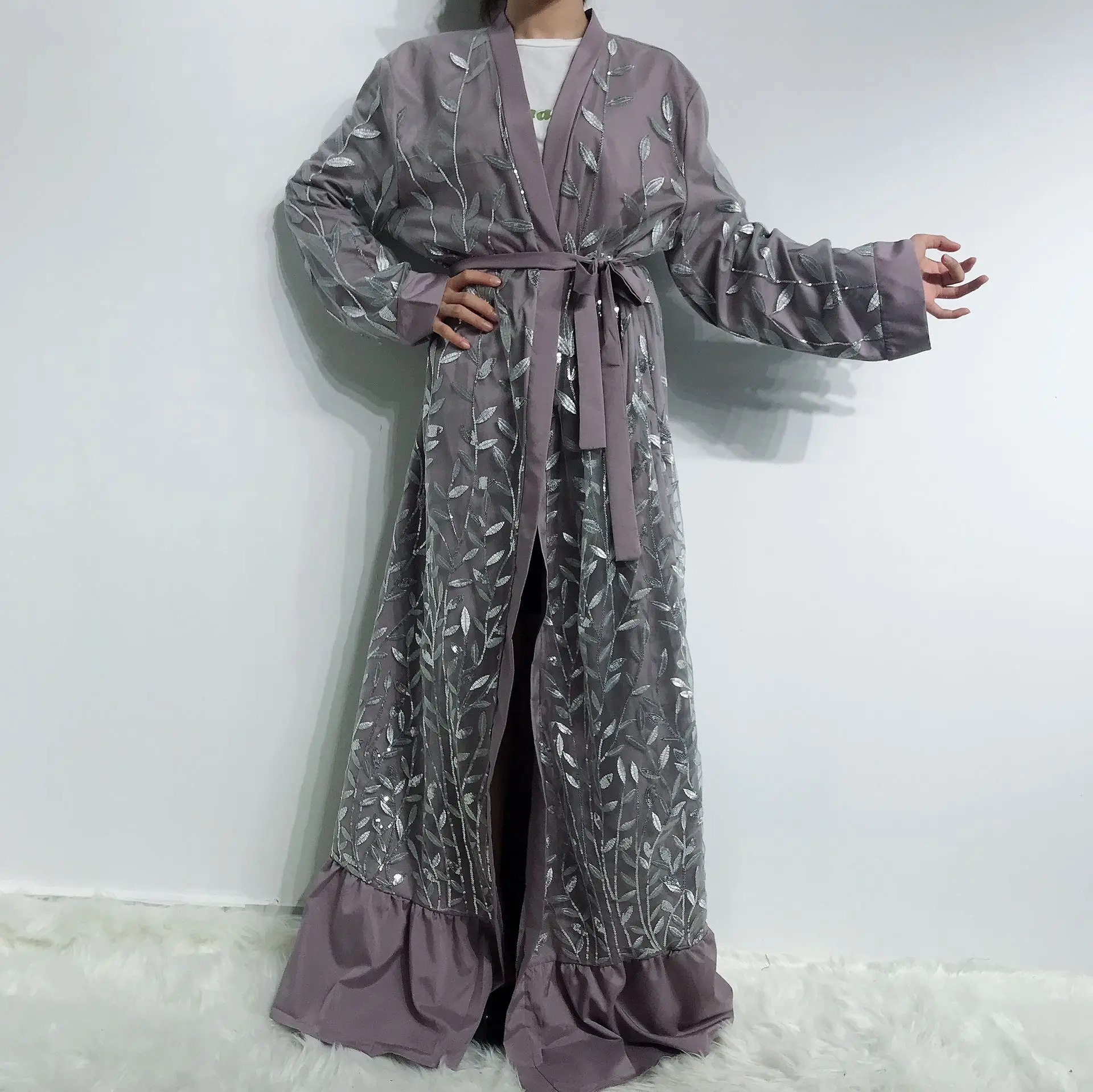 2019 женское мусульманское платье абайя модный элегантный кардиган кружевное для