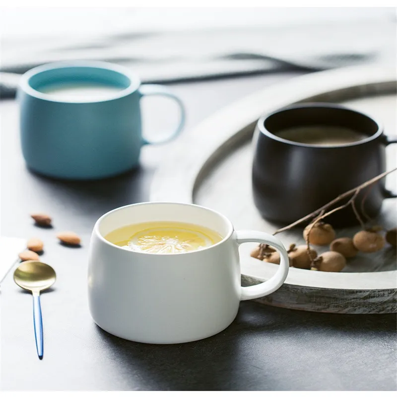 1 х модная керамическая чашка для кофе молока питьевой воды 450 мл с ручкой матовая