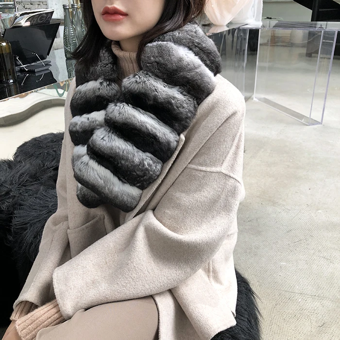 Arlenesain custom модный дизайн роскошный великолепный мех шиншиллы женский шарф 15*90 см