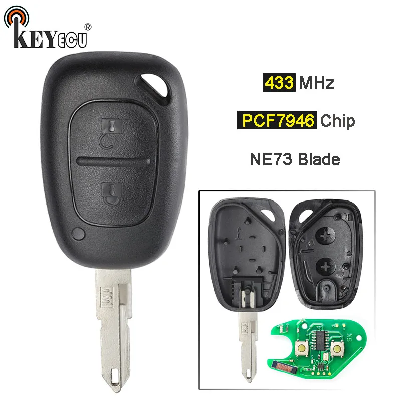 KEYECU 433 МГц PCF7946 чип 2 кнопки Замена дистанционного ключа автомобиля пустой брелок
