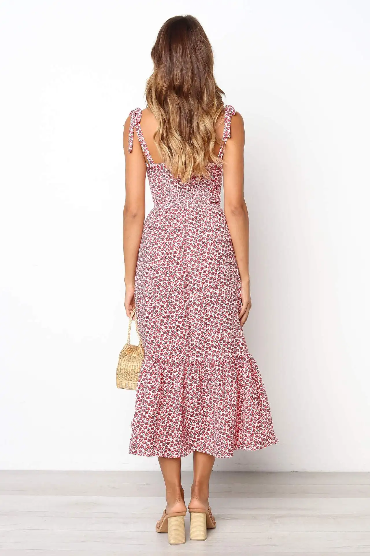 Женское платье с оборками и принтом повседневное длинное пляжное принцессы без