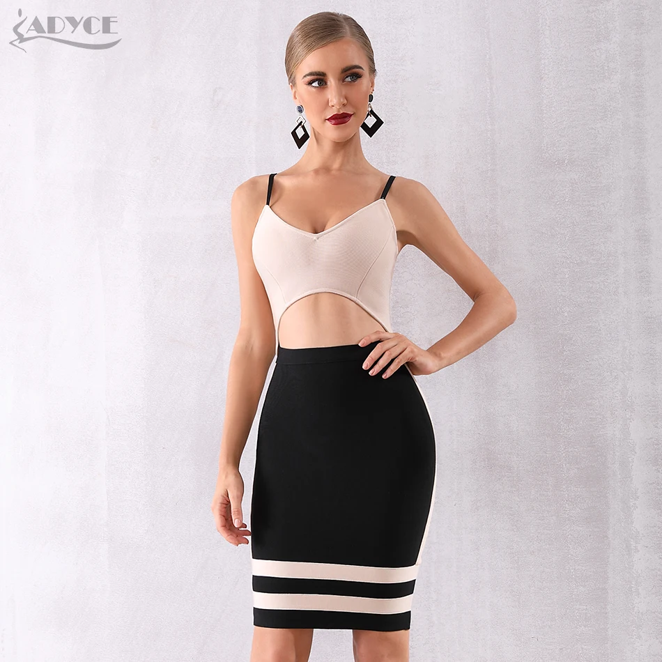 Adyce новое летнее женское облегающее Бандажное платье Vestidos элегантное обнаженное