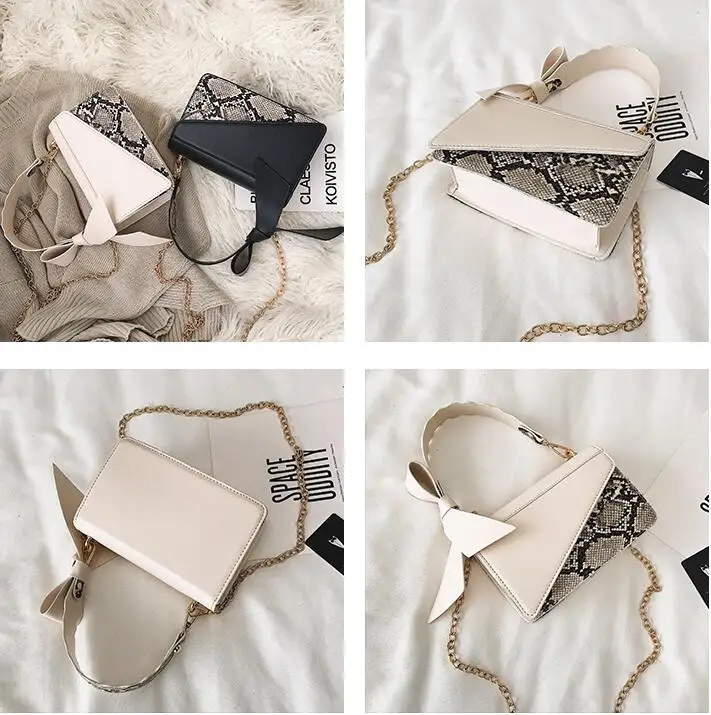 Hot-sale Fashion Serpentine Butterfly chain single shoulder bag Simple color contrast luxury lady handbag Splicing messenger | Багаж и
