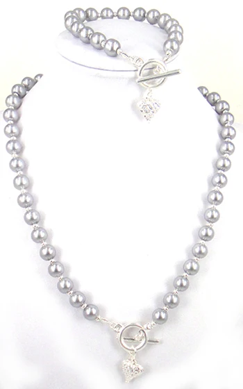 Ожерелье и браслет с сердцем жемчугом|necklace kit|set diceset glass |