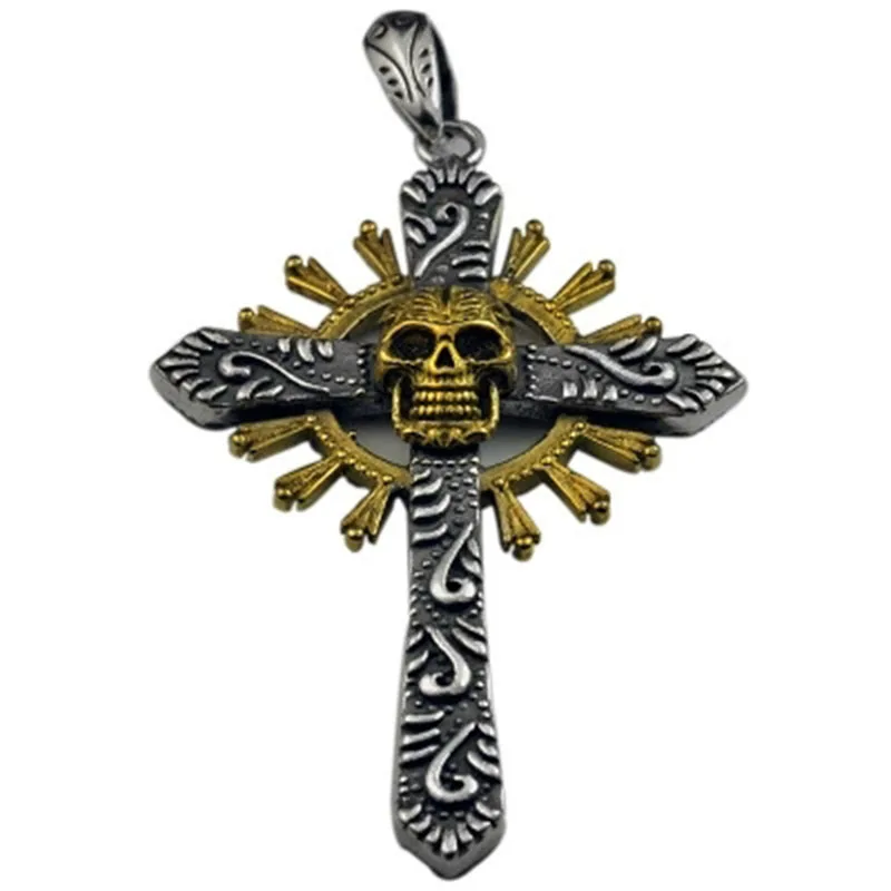 

MAYONE Cross Skull Pendant 100% 925 sterling silver Vintage necklace pendant men women Punk skull Cross Pendant Gift jewelry