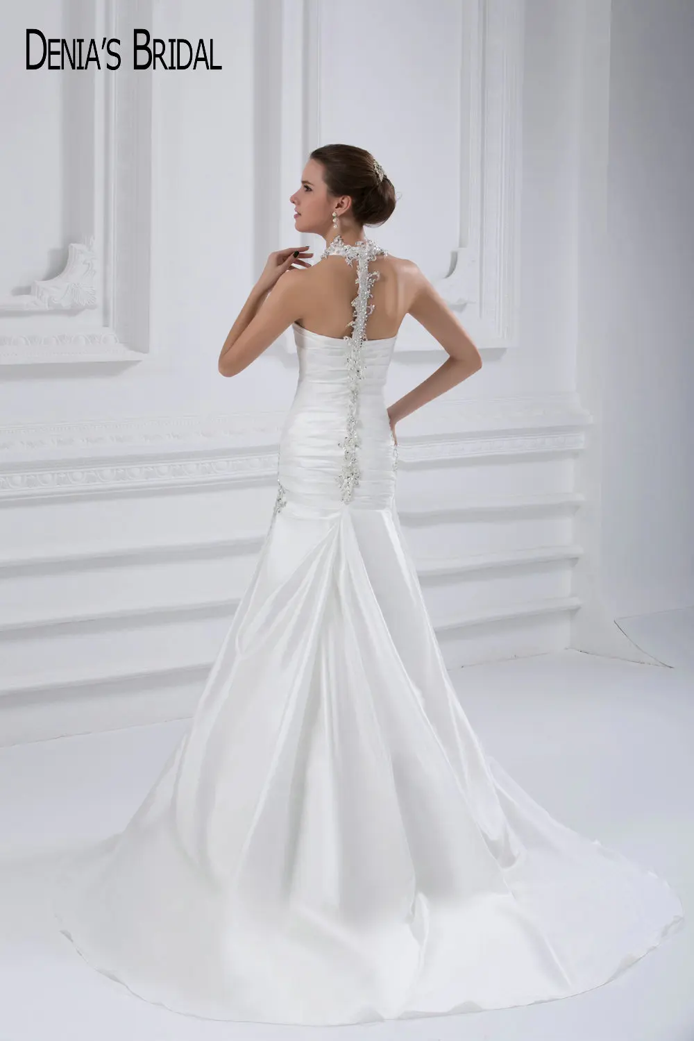 2017 платье А-силуэта с лямкой на шее кружевное Многоуровневое длина до пола |