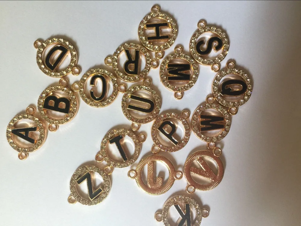 Позолоченные бусины-соединители для букв круглые Разъемы браслетов ювелирных