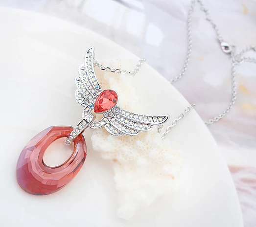Модные ювелирные изделия кристаллы Swarovski крылья ангела винтажное ожерелье