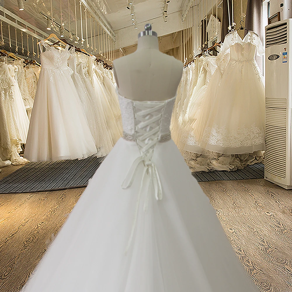 SF 17 Милое Свадебное Платье трапециевидной формы с бисером и кружевной