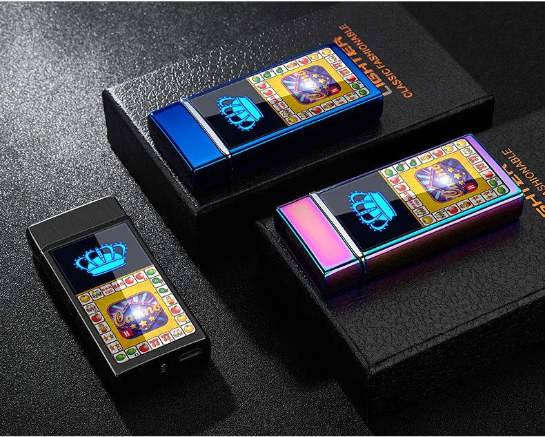 Новая Металлическая ветрозащитная игровая машина USB зарядка Зажигалка двойная