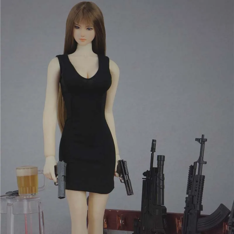 Mnotht 1/6 леопардовое вечернее платье аксессуары для одежды женская черная короткая