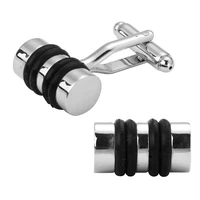 mens shirts cufflinks high quality copper material black rope cylinder cufflinks 5 pairs of packaging for sale