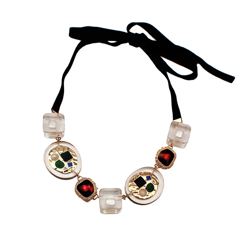Multicolor Necklaces MANILAI ZA, прозрачные металлические ожерелья для женщин, богемные Разноцветные Подвески, массивные ожерелья, подарки - Окраска металла: Multicolor Necklaces