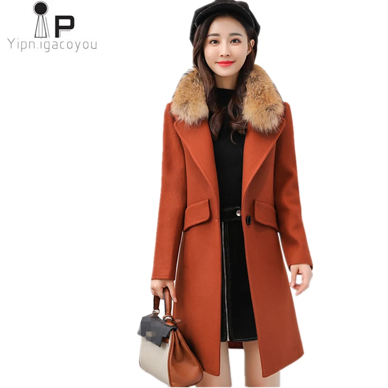 Модное длинное шерстяное пальто розовая Женская куртка зимняя новая Корейская