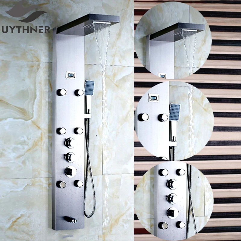 Uythner роскошный душевой набор Матовый никель термостатический водопад дождь