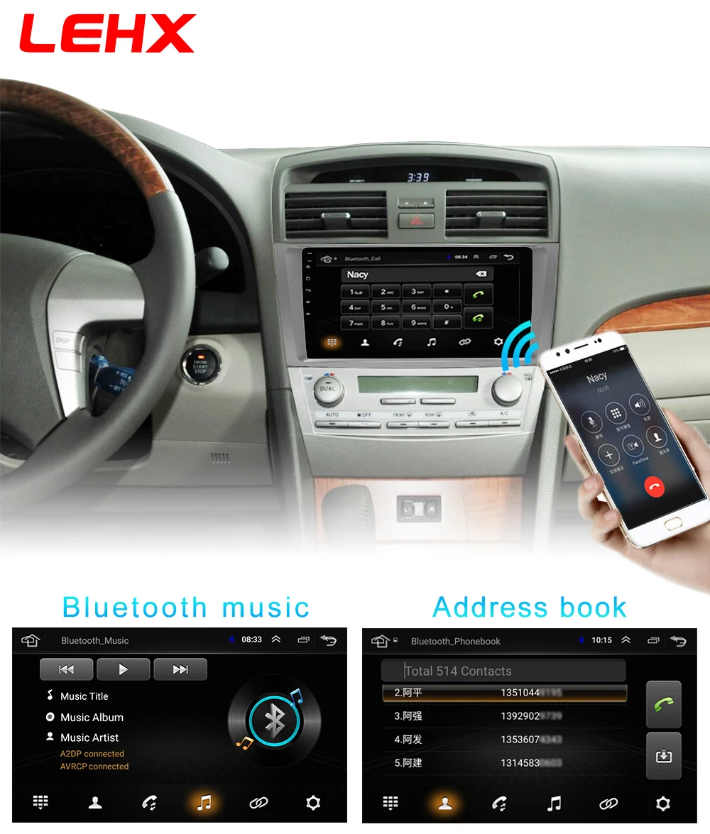 LEHX Android 8,1 автомобильный мультимедийный плеер 2 din автомагнитола для toyota camry 2007 2008 2009-2011с навигацией автомобиля стерео головное устройство