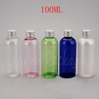 100ml round shoulder plastic bottle aluminum cap 100cc shampoo lotion sub bottling empty cosmetic container 30 pclot