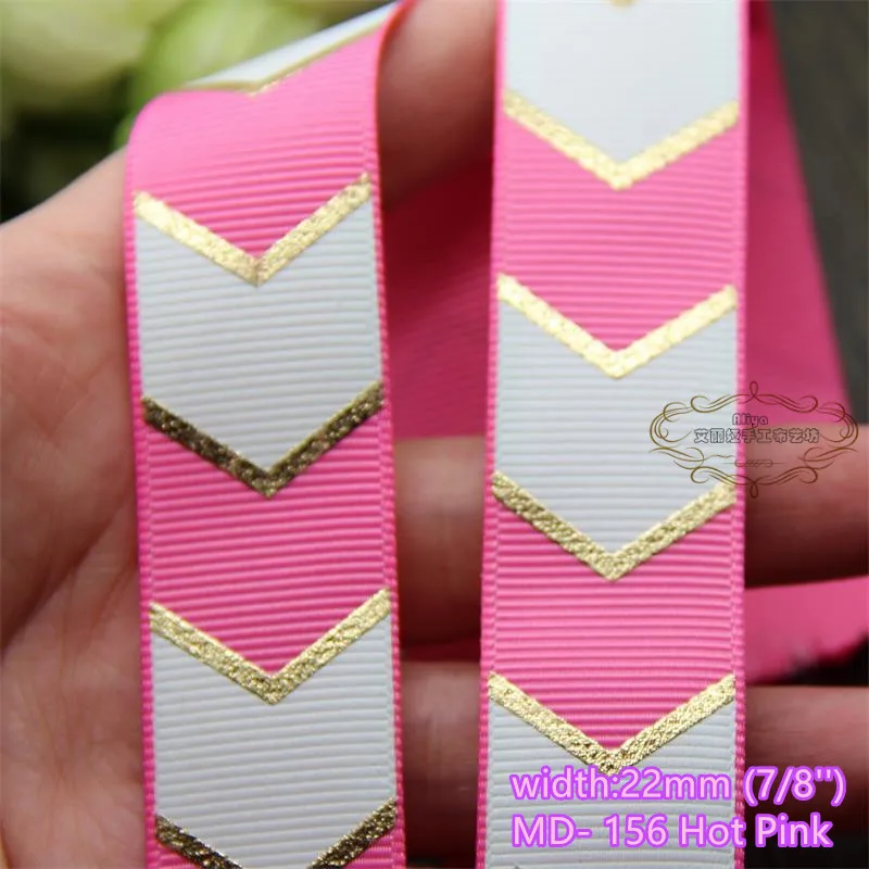 13 colors to select 10 yards 7/8'' Chevron Hot Stamped Printed Grosgrain Ribbon Tapes hairbow gift pack clothing Bowknot diy | Дом и