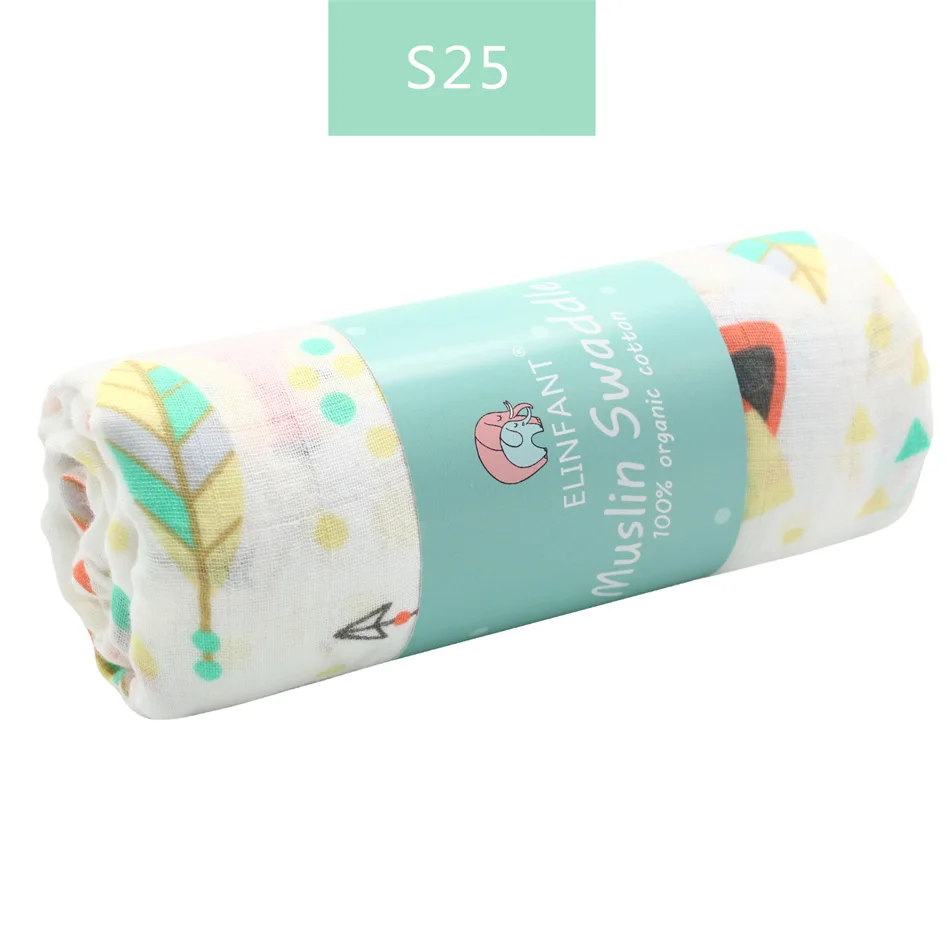 S25 Elinfant муслиновые хлопковые пеленки моющиеся детские блэнкеты для новорожденных детские одеяла черные и белые марлевые банные полотенца - Цвет: S25