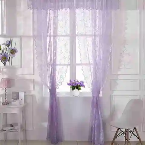 Бесплатная доставка, ажурные фиолетовые кружевные занавески, штора из тюля, штора с карманами, штора для гостиной