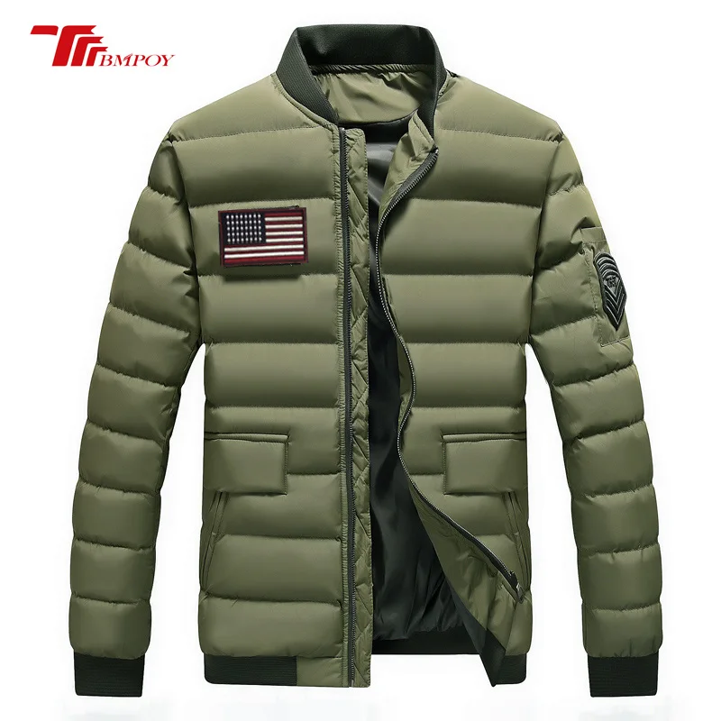 American Flag Jackets Winter Warm Thicken Coat Men's Military Casual Male Outerwear 7777 | Мужская одежда